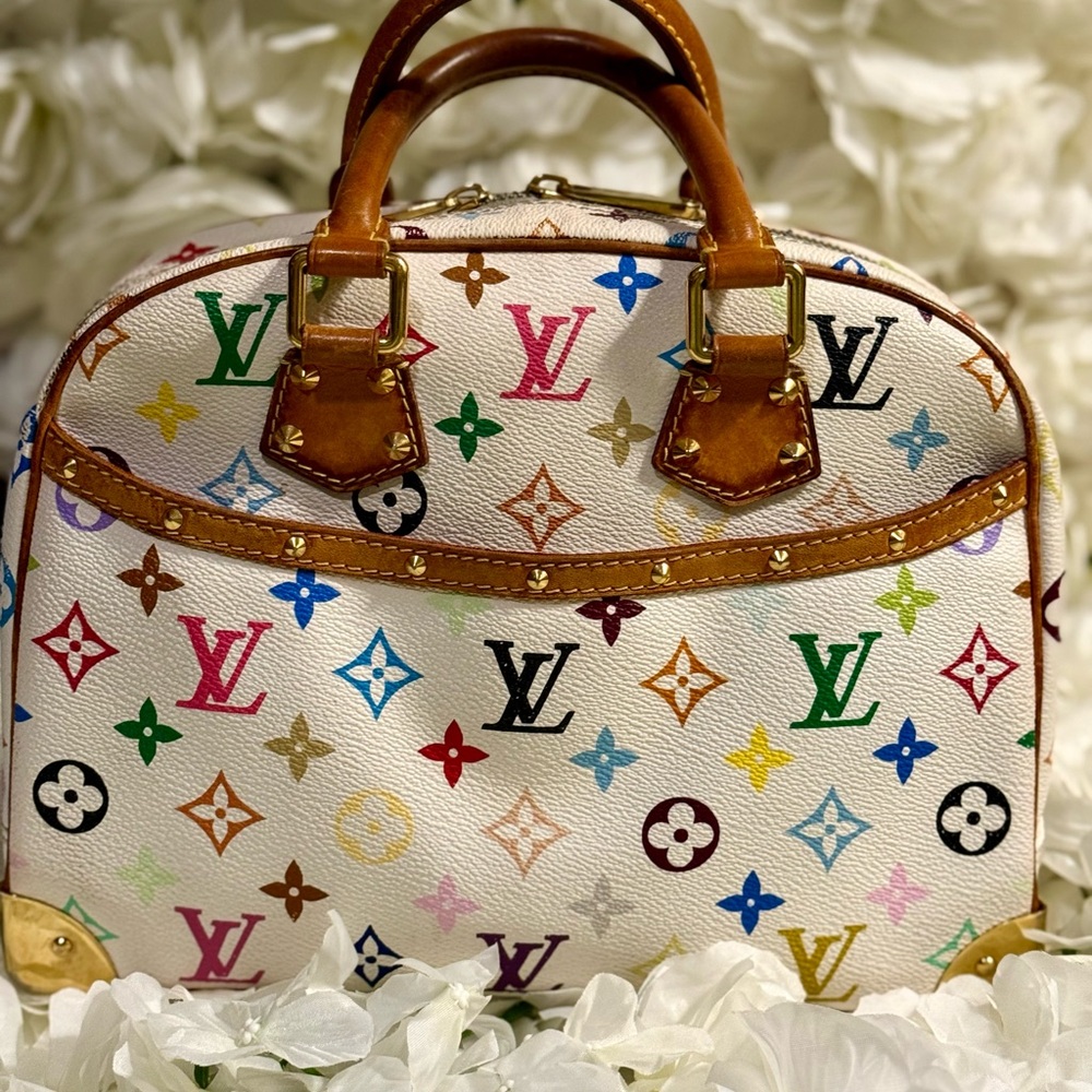 Louis Vuitton Multicolor Monogram Trouville Takashi Murakami Handbag White